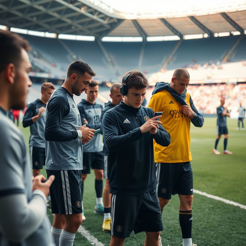 Фоторепортаж: команда на разминке перед важным матчем