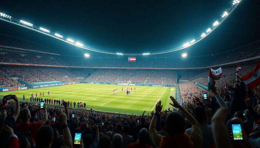 Фоторепортаж: атмосфера на трибунах во время гимна - иллюстрация